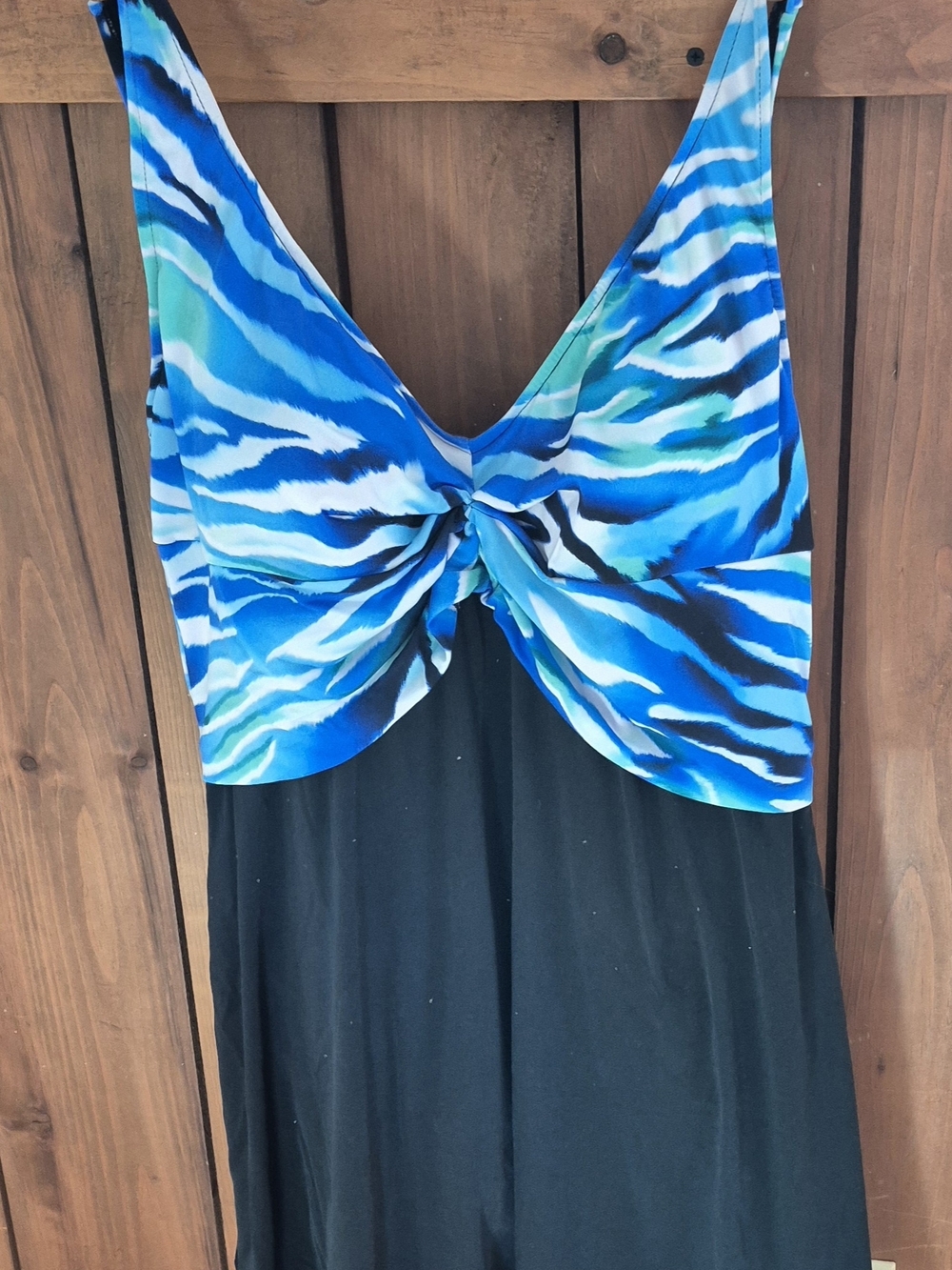 Blue Wave Twist-Front Swim Dress